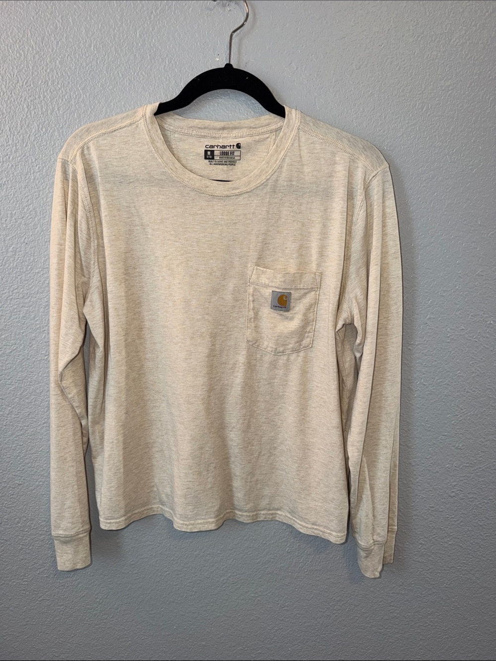 Carhartt Womens Long-Sleeve Pocket Tee in Light Oatmeal